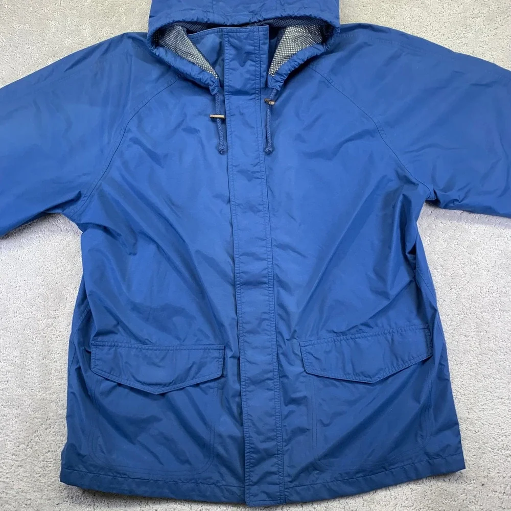 Vintage Eddie Bauer Gore Tex Jacket Mens XL Blue Hooded‎ Rain Nylon Waterproof - Picture 2 of 16